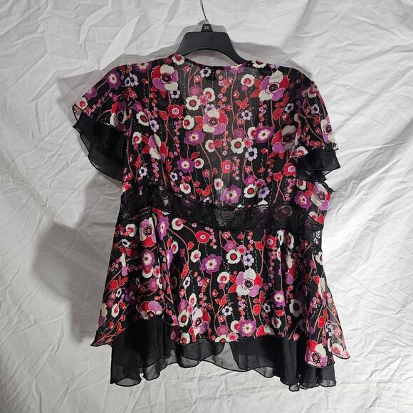 y2k plus size floral lace whimsigoth valentines blouse - Picture 2 of 4